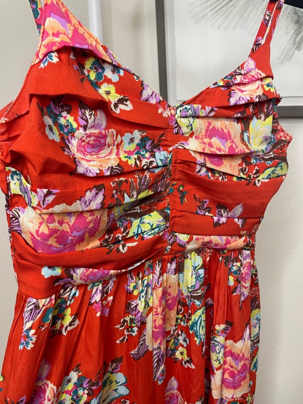 Roxy Red Multicolor Floral Smocked Sundress - Picture 3 of 7